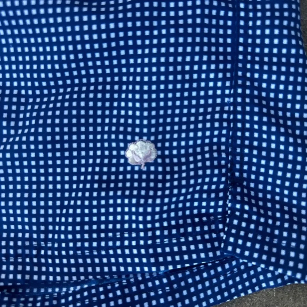 Cotton Brothers Swim Trunks Mens M Blue Gingham Check Drawstring Shorts